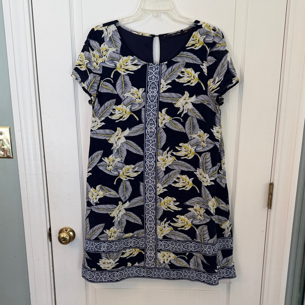 Doe & Rae Navy and Yellow Floral Dress